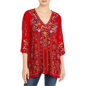 JOHNNY WAS Zillia Tunic Fiery Red Small NWT